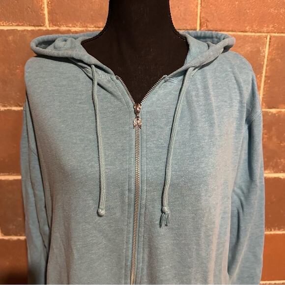Victoria's Secret Spell-Out Full Zip Blue Hoodie Sweatshirt Women's S Small - Picture 3 of 9